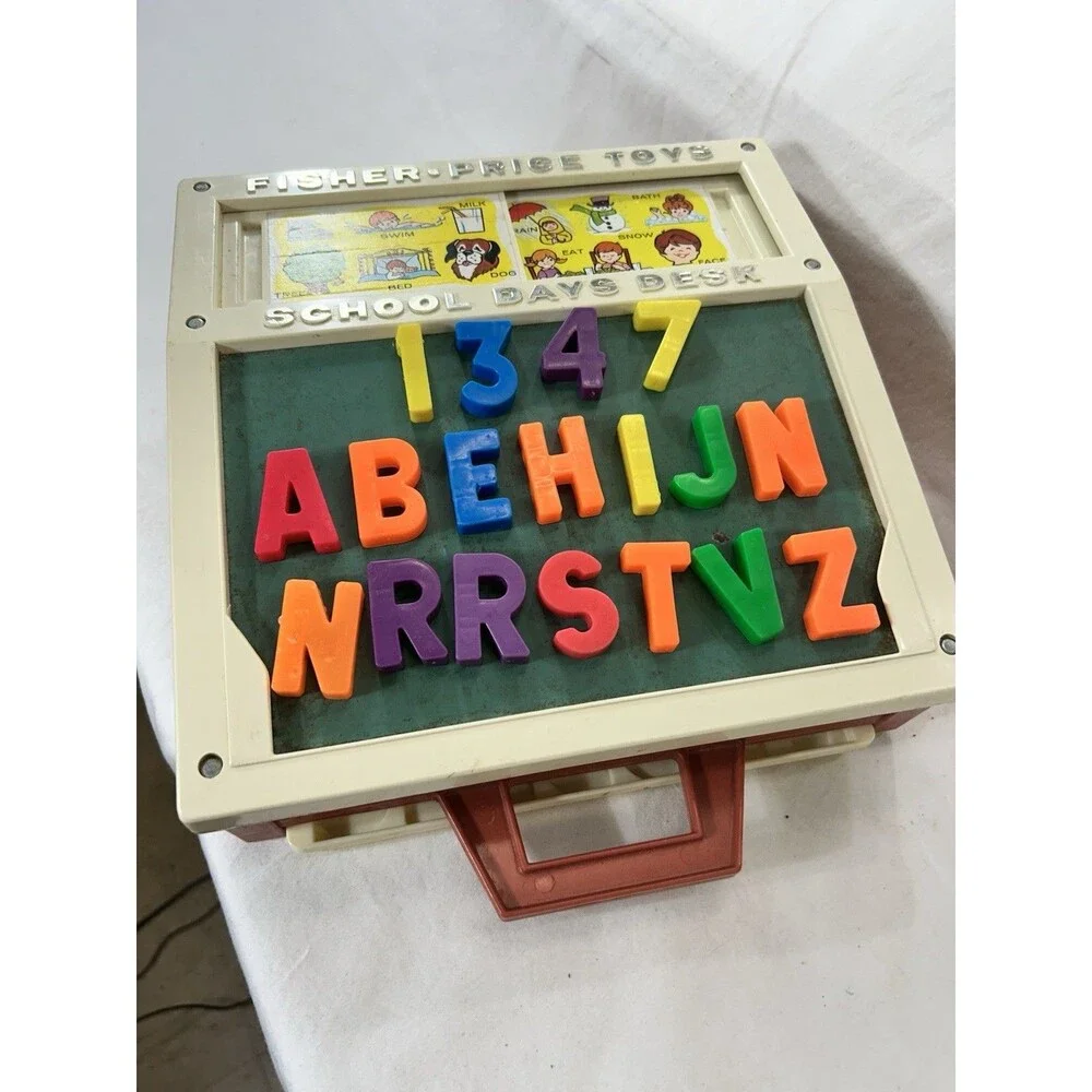 Vintage 1972 Fisher Price School Days Portable Play Desk #760 Letters Numbers